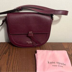 Kate Spade Knott Red Burgundy Crossbody Bag with Adjustable Strap